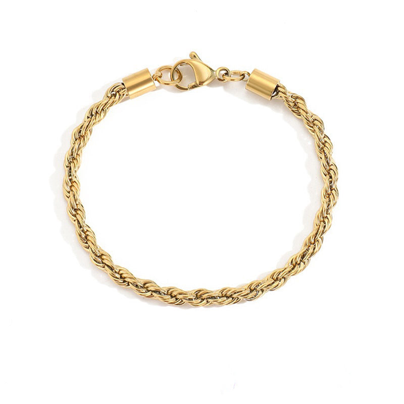 Wholesale Twist Hip Hop Punk Gold Plated Stainless Steel Bracelet